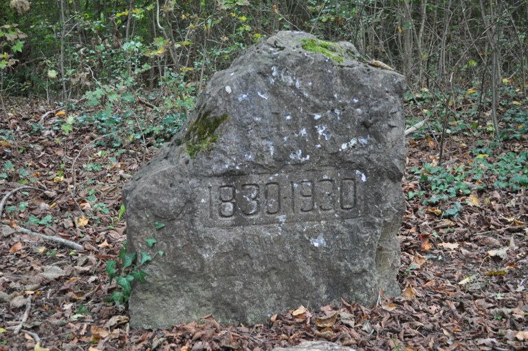Pierre commémorative des 100 ans de la Belgique (Grotte du Nou maulin)